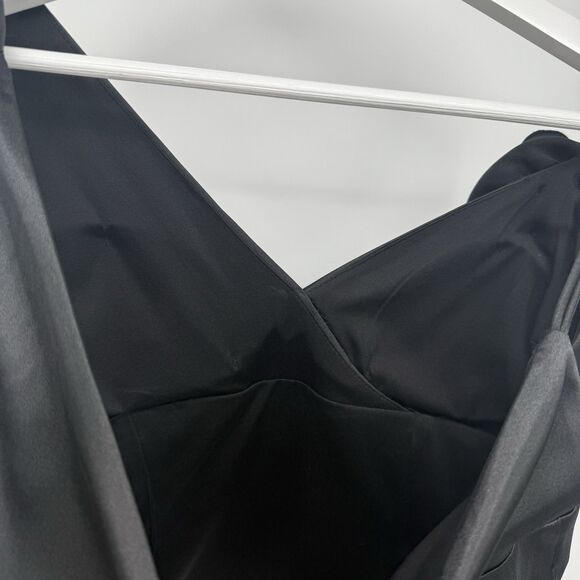 JS Boutique Black Satin Tank Top Formal Size Large Y2k Style Rosette - Picture 7 of 9